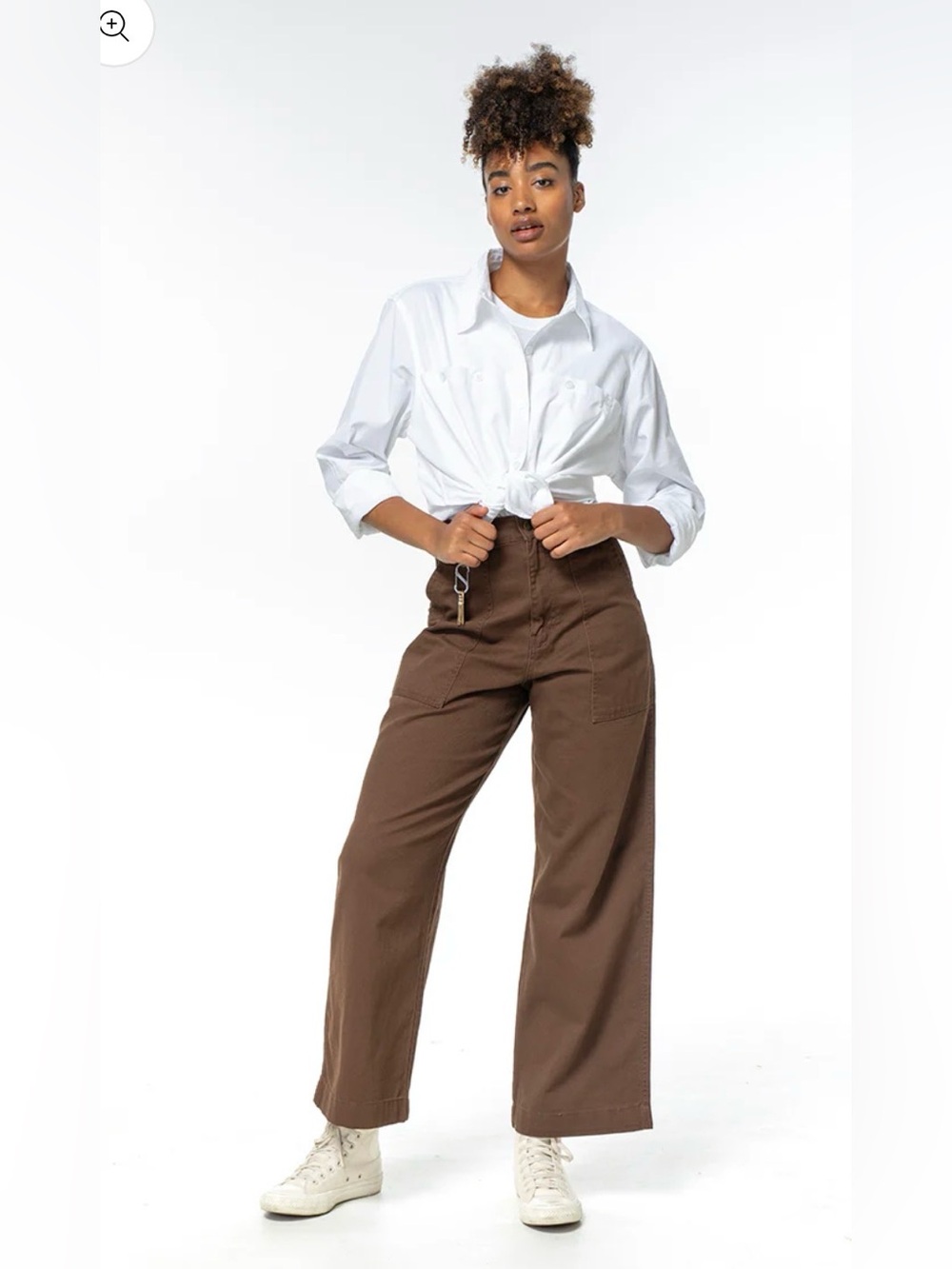 SÜK Construction Pants High-Rise Wide Leg Utility Pants - Brown